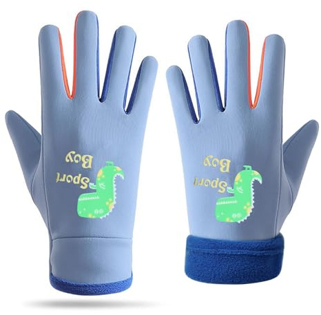 TAGVO Guantes de Invierno para Niños con Diseño de Dinosaurio, Manoplas Cálidas Forradas de Felpa, Resistentes al Agua y al Viento para Niños y Niñas, para Ciclismo, Esquí y Juegos de Nieve 3–8 Años