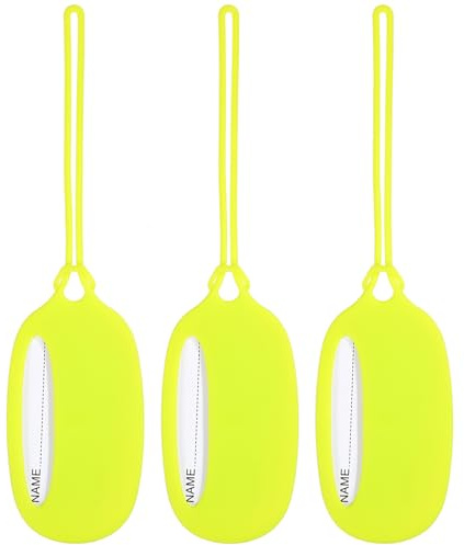 JOINPAYA Etiquetas de Silicona para Equipaje 3 Unidades Color Amarillo Verde Etiquetas para Maletas Resistentes y Fáciles de Identificar Ideales para Viajes y Uso Familiar