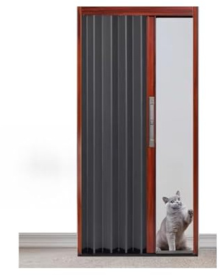 PVC-fälldörrar, dragspelsdörrar Svart aluminium dragspelsvikdörr med lås i flera storlekar(70x80in (178x203cm))