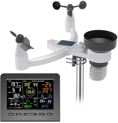 CVGfko Meter WiFi Weather Station Color Display 7-in-1 Outdoor Sensor Forecast Temperature Humidity Rain Gauge Wind Speed UV