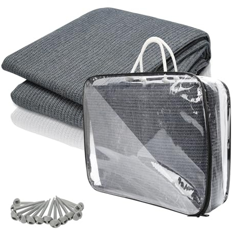Eikuavons Tapis de tente 300x600cm, tapis de camping respirant lavable antidérapant avec 13 piquets et sac de transport, pour caravane, camping-car, auvent, gris bleu