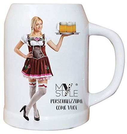 My Custom Style Boccale Birra in Ceramica 0,500 l, Personalizzabile