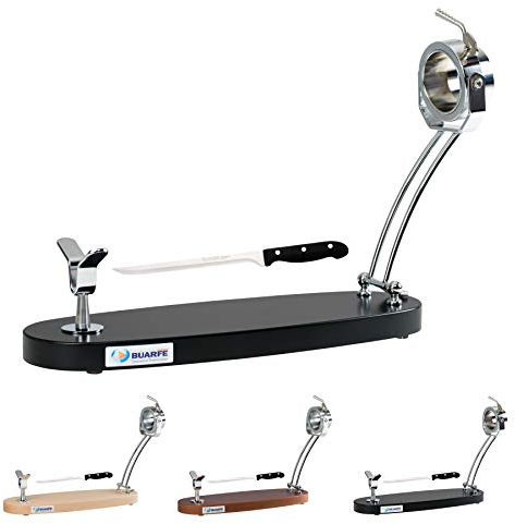 Buarfe Jabugo Tête à jambon pliable en bois de hêtre avec couteau à jambon (Wengué)