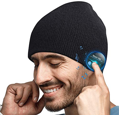 Cappello Idee Regalo Natale Uomo Donna Invernali, Berretto Bluetooth 5.0 Musica, Cappello Sportivo da Esterno Campeggio Sci, Ultra Morbidi Lavabili