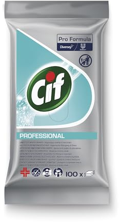Cif Professional - Toallitas de limpieza multiusos para limpieza profunda e higiénica, paquete resellable, 100 unidades