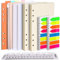 FANDAMEI A6 Papier Gepunktete Nachfüllpapiere Set, 6 Löcher A6 Gepunktete Nachfüllbare Notizpapier 90 Blätter, 7 Stk. Trennblätter A6, 320 Stk. Haftnotizen, 1 Stk. Umschlägbeutel, 15 CM Lineal A6