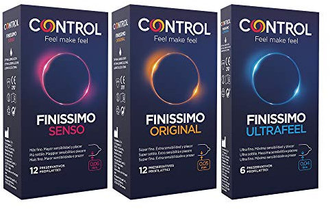 Control Sensibilidad Pack de Preservativos: Finissimo Senso, Original and Ultrafeel, 30 Condones, 3 Cajas