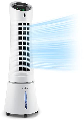 Klarstein rafraîchisseur d'air, ventilateur, humidificateur & ioniseur, Réservoir d'eau 6 L, oscillation, 30 W, 210 m³/h, minuterie, climatiseur mobile, blanc, smart