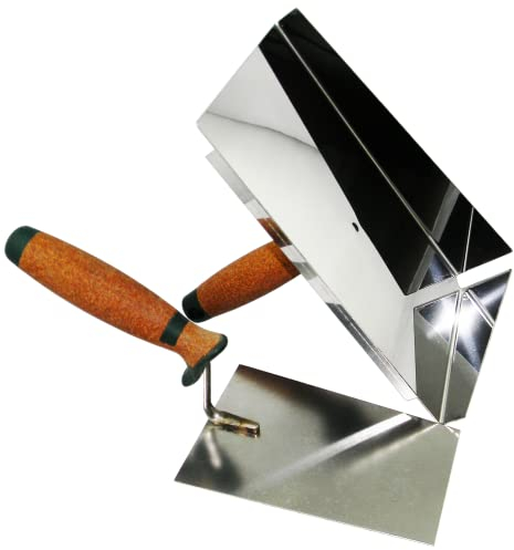 Fugblech Edelstahl 245 x 155mm Verfugungsblech Fugenhilfe + Trapezkelle 180mm Korkgriff Maurerkelle Tiroler Form CT04