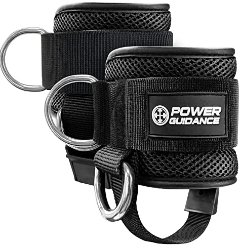 POWER GUIDANCE Cinturino alla caviglia per macchina via cavo, cinturino alla caviglia professionale Kickback per allenamento glutei, estensione gambe (Nero)