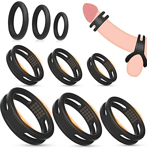BDSMJOY 6 Cockringe extrem Silikon mit 3 Penisringe,Pennisring dehnbar Silikon,multifunktional Hodenring Eichelring Cockring Penis Ring Cock Ring Pennisring Sex Spielzeug für die Männer extrem