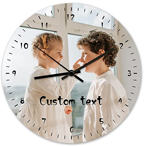 Horloge Murale Personnalisée, horloges murales photo pour la décoration de salon avec photo, Personnalisées Horloge Murale avec Photo Text, pour Salon, Chambre, Maison, Bureau, Décor D'école