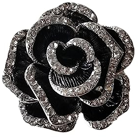 Gimiro Damen Brosche geklügelte Kamelie Strass Perlen Rosen Anstecknadeln Blazer Kleid Clipper für Hochzeit Modeaccessoires (M)