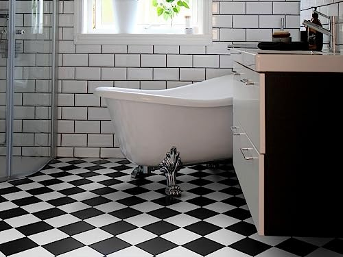 Revetement de sol en PVC en damier diagonal, Découpe (2m de large / 1,5m de long)
