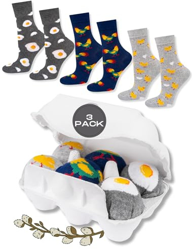 soxo Huevo Pascua Regalos Originales Para Hombre Calcetines Mujer Divertidos 35-40 Pascua 3 Pares
