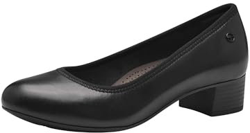 Tamaris Comfort Damen Pumps aus Leder Kleiner Absatz, Schwarz (Black), 38 EU