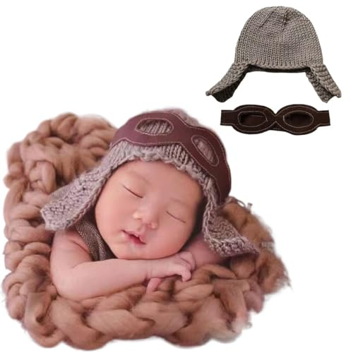KLEYAO Baby Pilot Costume Set for Photo Shoot Props, Newborn Photography Props, Baby Shower Birthday Party Outfit (Cap)
