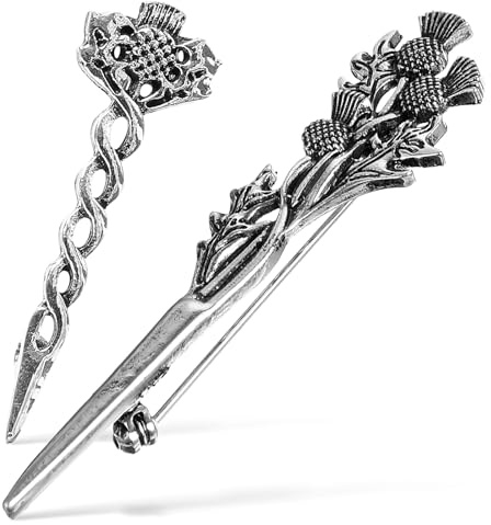 AOKWAWALIY 2 Pièces Écossaise Chardon Métallique Pour Hommes Épingle À Revers Décorative Accessoire Costume Kilt Clips De Sécurité