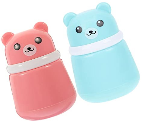 ANDRESLAD 2 Stück Puderquaste Kasten Für Babys Tragbare Talkumpuderflasche Im Bären Design Für Unterwegs Und Zuhause Aus Freiem Kunststoff Für Lose Puder Und Babypuder Geeignet