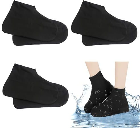 KASESSS 3 Paare Regen Schuhüberzieher Wasserdicht, Anti-Rutsch Regenschutz Schuhe, Gummiüberzieher Schuhe, Wiederverwendbare Regen Überschuhe, Regenüberschuhe für Regen, Schneetag, Schlammige Straßen
