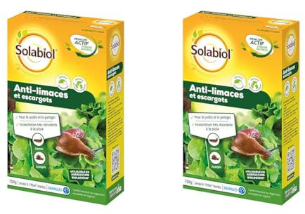 Solabiol SOLIMA750N | Anti-limaces et escargots | Etui 750 G | pour Le Jardin et Le Potager | Grande résistance à la Pluie | Utilisable en Agriculture Biologique (Lot de 2)
