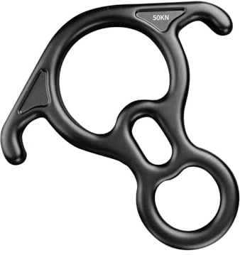 Perfeclan 50kN 8 Figure Descender Lega di Alluminio Attrezzatura di Sicurezza e Discesa in Corda Doppia per Alpinismo all'aperto con Corda Rappel Peak, Nero