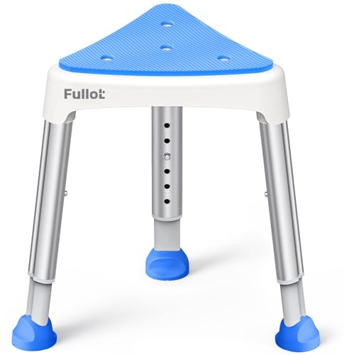 FULLOT Silla de ducha triangular que ahorra espacio para ancianos y discapacitados, asiento de ducha ajustable de 400 libras con soporte estable, silla de bañera antideslizante, montaje sin