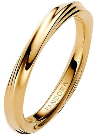 PANDORA Verdrehter Ring aus 14 Karat Vergoldung, aus der Essence Kollektion, Gr. 52, 163888C00-52
