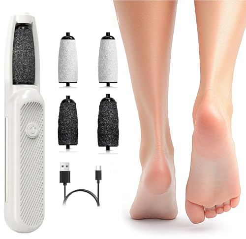 LAIVIYA Râpe électrique pour pieds - Rechargeable - Pour talons fissurés - Pour callosités - Avec 3 vitesses - 4 limes interchangeables