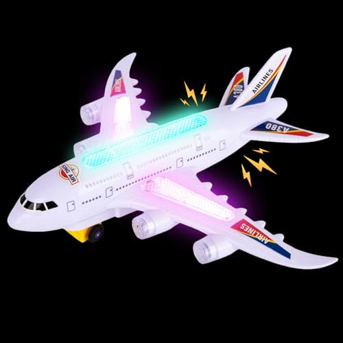 YUYWWAN Aereo giocattolo con luci, rumori, ruote mobili, airplane luminoso, giocattolo giocattolo aereo giocattolo, regalo per ragazzi e ragazze