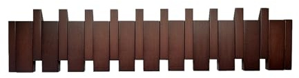 Piano Coat Rack 10-Hooks Wooden Wall Hooks Entryway Hanger Piano Key Coat Rack Wall Mount Wood Wall Hooks for Hanging Towel Hat Clothes Dog Leashes Heavy Duty Wall Mounted Wooden Coat Rack Flip Down