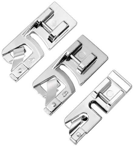 Lahkvor Set di 3 Piedini per Orlo Arrotolato, Piedino Premistoffa in Lega di Zinco, Accessori Universali per Macchina da Cucire Professionali