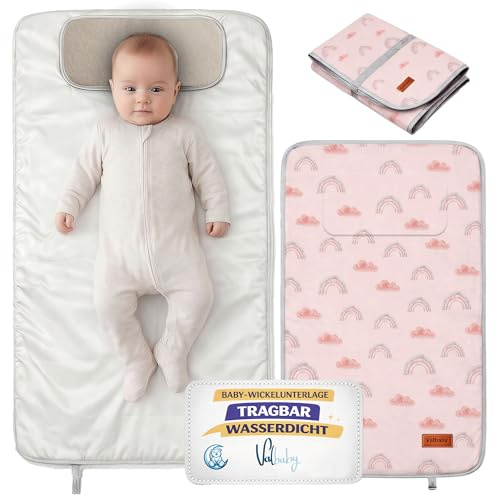Bärbar, vattentät, vikbar skötmatta för baby, regnbågsmönster, nomad, för hem eller utomhus, stoppning, tvättbar skötmatta, tillbehör, present vid födseln, Changing Mat Baby Valbaby