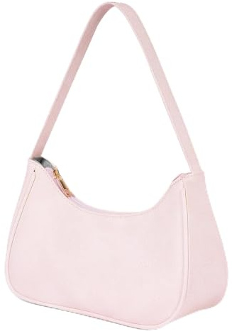 BSBUY Women's Shoulder Bag Crescent Shoulder Bag PU Leather Ladies Handbag Mini Hobo Bag Purse Trendy Everyday Handbag Half Moon Bag with Zipper for Dating Shopping Travel(Pink)