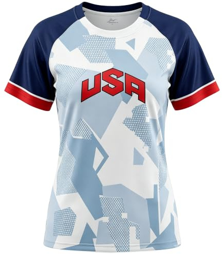 2026 W-M fotbollskopp damer tröja t-tröjor slim fit fanshirt kortärmad andas sport casual träning fotbollströja t-shirt jersey topp kvinnor fotbollströjor, USA, L