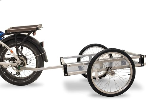 WIKE Heavy Duty Aluminum Flatbed Bike Trailer: Inside Cargo dims 56cmWx77cmL, max Payload 125lbs - Comes with Easy-Install Steel Bike Hitch, Steel-Reinforced Aluminum towbar, 2-20 Pneumatic Wheels
