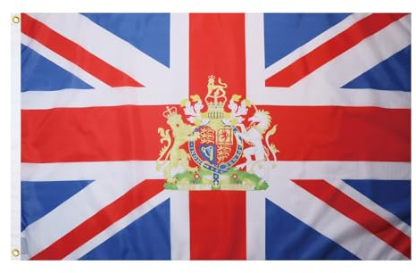 AZ FLAG - Drapeau Royaume-Uni avec armes - 90x60 cm - Drapeau Anglais - Uk - Grande Bretagne 100% Polyester Avec Oeillets Métalliques Intégrés - Pavillon 50 g