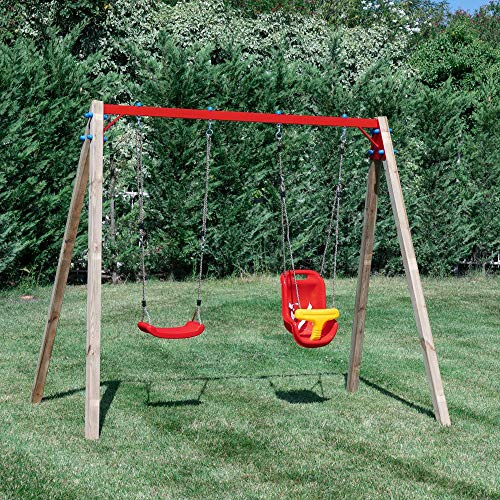 SavinOutdoor Altalena Deluxe con n.1 Sedile Libero + n.1 Sedile a Gabbia