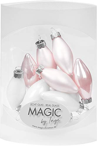 Inge-glas Christbaumschmuck Oliven klein | 12 TLG 4,5 cm | Weihnachtskugeln Weihnachtsbaumanhänger Mini Christbaumanhänger (Noble Rose)