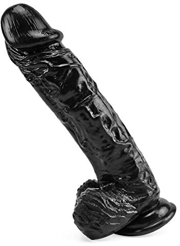 Yrrddxxoo 25 cm verktyg med sugkopp kvinnlig naturtrogen storlek för kvinnor D54621 (Färg: svart)