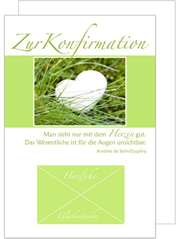 Edition Seidel Premium Glückwunschkarte Geldscheinkarte zur Konfirmation mit Umschlag. Konfirmationskarte Karte Grusskarte Geldgeschenk weisses Herz Wiese Junge Mädchen (GS-KF119 SW022)