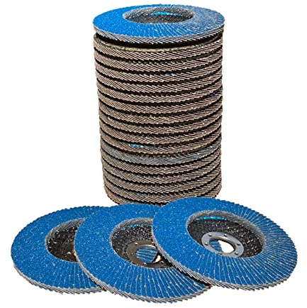 20 x Rostio Fächerscheibe 125 mm Edelstahl Inox Fächer-Schleifscheibe Zirkonkorund Blau Flex/Winkelschleifer (Korn 120) (Korn 120)