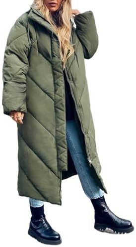 Flygo Womens Long Puffer Coat Zip up Hooded Winter Coats Parka Jacket