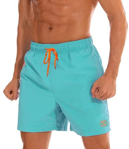 ZOXOZ Bañador Hombre Bañadores Surferos Pantalones Bañador Corto Hombre Natacion Traje de Baño Secado Rápido Impermeable Swimming Shorts con Bolsil Azul Claro L