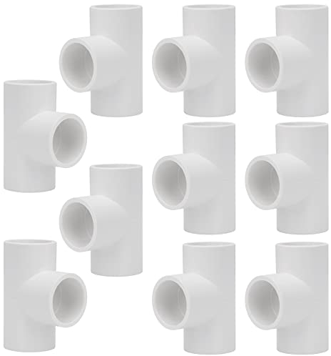 10 Stück 3 Wege 3/4 Zoll Tee PVC Rohrverschraubungen Verbinder SCH40 Möbel Build Grade PVC Eckbeschläge Winkelbeschläge für DIY PVC Regal Garten Stützstruktur Zeltverbindung