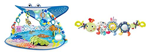Bright Starts, Disney Baby & Fehn 055344 Kinderwagenkette Raupe COLOR Friends – Mobile-Kette mit süßer Raupen-Figur zum flexiblen Aufhängen – Für Babys und Kleinkinder ab 0+ Monaten – Größe: 50 cm