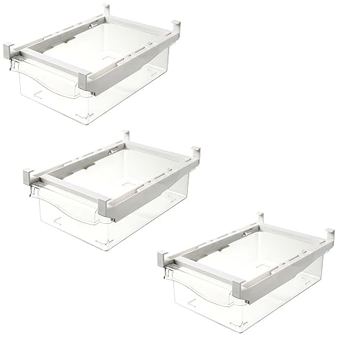 3er Set Universal Kühlschrank Behälter Kunststoff - Zusatz Schublade für den Kühlschrank | Gemüseschale, Organizer | Obst Aufbewahrungsbox | Kühlfach, Gemüsefach | Auszugsschale Gemüsebehälter