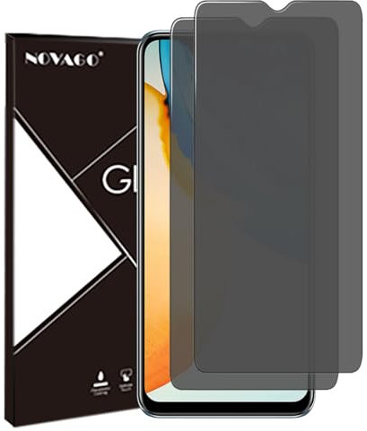 NOVAGO Compatible con Vivo Y70 y Vivo V21 5G – Lote de 2 protectores de pantalla de cristal templado resistente 0,33 mm 9H (tintado antiespíon)
