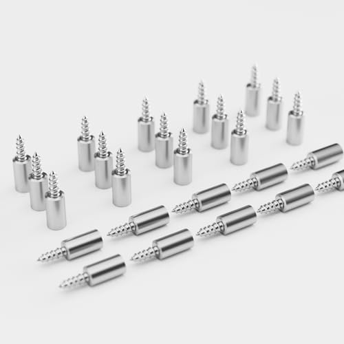 Taquet Etagere，20 pcs à Visser de Support Etagère Cheville de Fixation en Metal Nickelé Tablette Goupille avec Couverture Antidérapant Soutien de Planche en Bois pour Meubles Placard Armoire