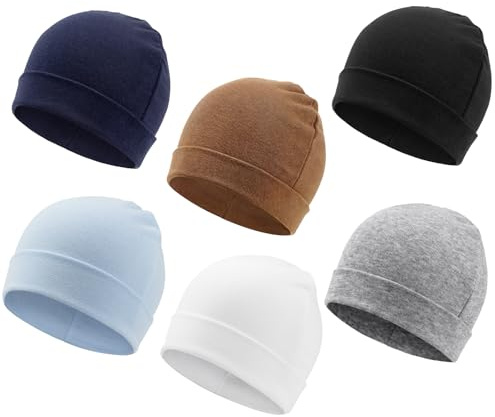 DRESHOW 6 PCS Bebé Beanie Sombrero para Unisex Gorro de Recién Nacidos Niño Pequeño Sombrero Hospital Cálido para Bebés Niños y Niñas de 0-6 Meses